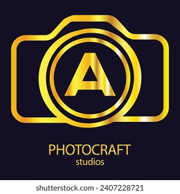 Initial A monogram letter alphabet with a camera icon. Photography logo vector illustration. Modern logo design for photography business, and company identity.
