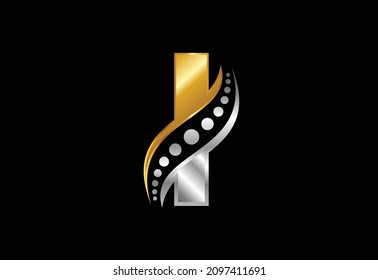 Initial I monogram letter alphabet with chiropractic spine logo. Spinal care icon. Font emblem. Modern logotype for orthopedic business and company identity.