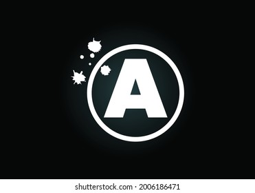 Initial A monogram letter alphabet in a circle with brush splash. Font emblem. Modern vector logo design for painting business and company identity. 