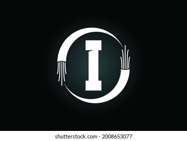 Alfabeto inicial monograma con cable eléctrico, cable de fibra óptica. emblema de letra. Diseño de logotipo vectorial moderno para etiquetas tecnológicas, negocios eléctricos e identidad de la empresa