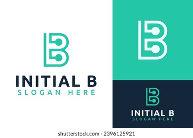 Initial Monogram Letter B Digital System Line Connect Internet Logo Design Branding Template