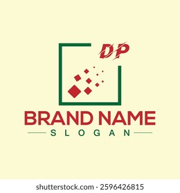 Initial monogram letter DP logo design template for branding