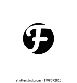 Initial monogram letter F logo with black and white color.