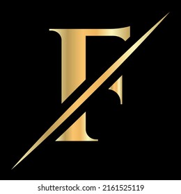 Initial Monogram Letter F Logo Design for Beauty, Royal Sign, Luxury and Fashion, Spa Company Vector Template. Luxury  Alphabet F Logo Golden Color Symbol