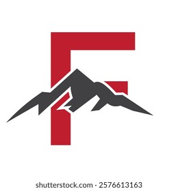 Initial Monogram Letter F Mountain Logo. Explore Mountain Adventure Symbol