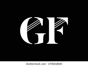 Plantilla de vectores de diseño con logotipo G F de la letra monograma inicial. Diseño de logotipo G F
