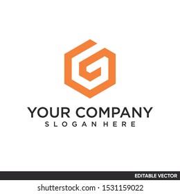 initial monogram letter G hexagon logo