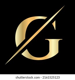 Initial Monogram Letter G Logo Design for Beauty, Royal Sign, Luxury and Fashion, Spa Company Vector Template. Luxury  Alphabet G Logo Golden Color Symbol