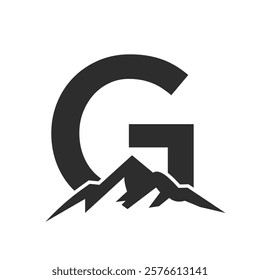 Initial Monogram Letter G Mountain Logo. Explore Mountain Adventure Symbol