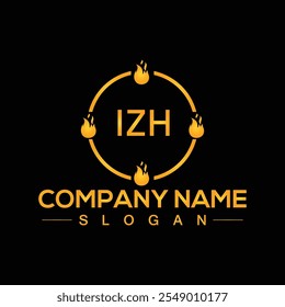 Initial monogram letter IZH logo design template for branding