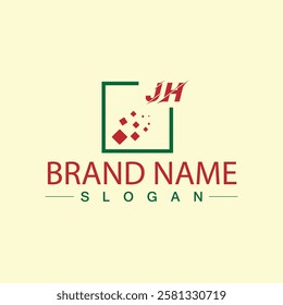 Initial monogram letter JH logo design template for branding