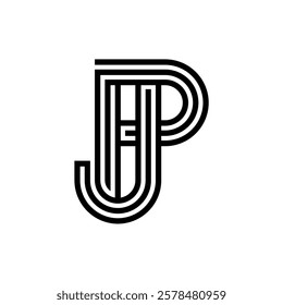 Initial Monogram Letter JP PJ Logo Design
