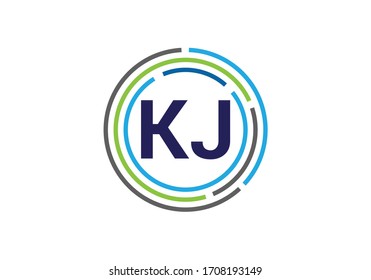 Initial Monogram Letter K J Logo Design Vector Template. KJ Letter Logo Design
