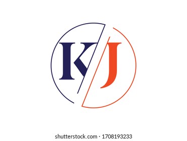 Initial Monogram Letter K J Logo Design Vector Template. KJ Letter Logo Design