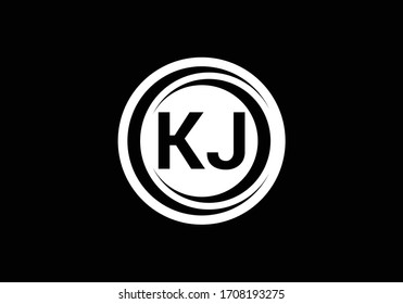 Initial Monogram Letter K J Logo Design Vector Template. KJ Letter Logo Design