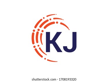 Initial Monogram Letter K J Logo Design Vector Template. KJ Letter Logo Design