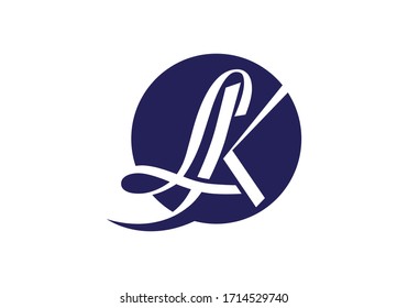 Plantilla de vector de diseño de logotipo L K de la carta monograma inicial. Diseño de logotipo de carta LK