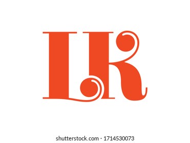 Initial Monogram Letter L  K Logo Design Vector Template. LK Letter Logo Design