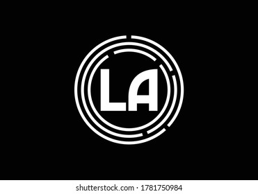 Letra monograma inicial L A Plantilla vectorial de diseño de logotipo. L A símbolo de signo de letra