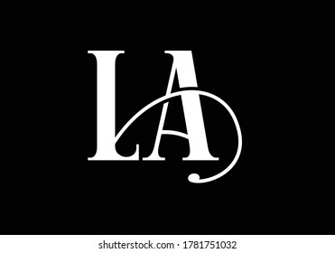 Initial Monogram Letter L A Logo Design Vector Template. L A letter sign symbol