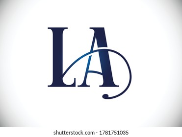 Initial Monogram Letter L A Logo Design Vector Template. L A letter sign symbol