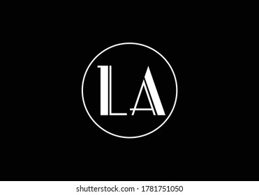 Initial Monogram Letter L A Logo Design Vector Template. L A letter sign symbol