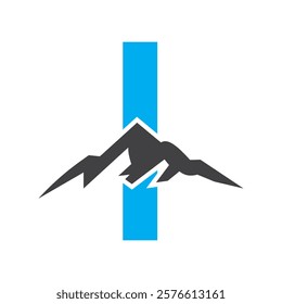 Initial Monogram Letter I Mountain Logo. Explore Mountain Adventure Symbol