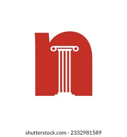 Initial monogram of the letter N with Greek columns in Roman script to illustrate negative space