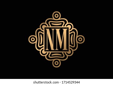 Initial Monogram Letter N M Logo Design Vector Template. NM Letter Logo Design