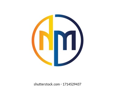 Initial Monogram Letter N M Logo Design Vector Template. NM Letter Logo Design
