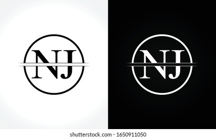 Initial Monogram Letter NJ Logo Design Vector Template. NJ Letter Logo Design