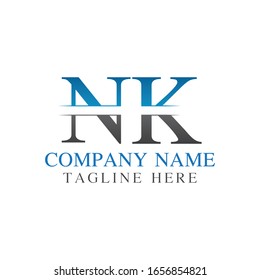 Initial Monogram Letter NK Logo Design Vector Template. NK Letter Logo Design