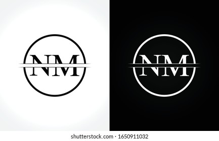 Vorlage für die Vektorillustration für die erste Monogramm-Letter-NM-Logo-Design. Logo-Design für NM-Buchstaben