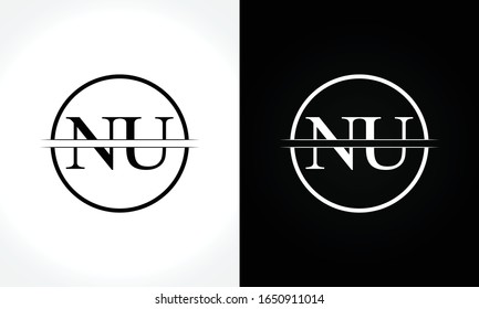 Initial Monogram Letter NU Logo Design Vector Template. NU Letter Logo Design