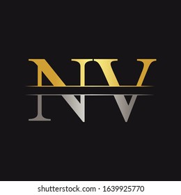 Initial Monogram Letter NV Logo Design Vector Template. NV Letter Logo Design