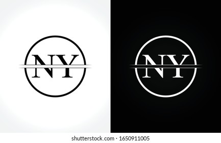 Initial Monogram Letter NY Logo Design Vector Template. NY Letter Logo Design
