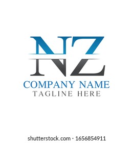 Plantilla de vector de diseño de logotipo NZ de la carta monograma inicial. Diseño de logotipo de carta NZ