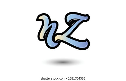 Plantilla de vector de diseño de logotipo NZ de la carta monograma inicial. Diseño de logotipo de carta NZ
