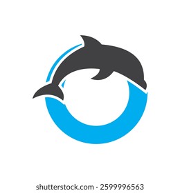 Initial Monogram Letter O Dolphin Logo Design Concept With Whale Symbol
