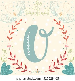 Initial monogram letter O in vector. Fancy alphabet letter. 