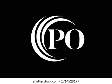Initial Monogram Letter P O Logo Design Vector Template. PO Letter Logo Design