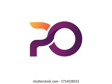 Initial Monogram Letter P O Logo Design Vector Template. PO Letter Logo Design
