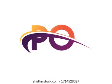 Initial Monogram Letter P O Logo Design Vector Template. PO Letter Logo Design