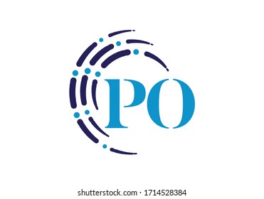 Initial Monogram Letter P O Logo Design Vector Template. PO Letter Logo Design