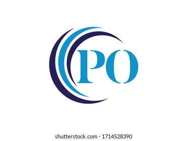 Initial Monogram Letter P O Logo Design Vector Template. PO Letter Logo Design