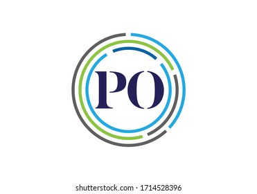 Initial Monogram Letter P O Logo Design Vector Template. PO Letter Logo Design
