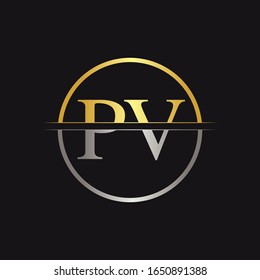 Initial Monogram Letter PV Logo Design Vector Template. PV Letter Logo Design