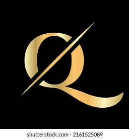 Initial Monogram Letter Q Logo Design for Beauty, Royal Sign, Luxury and Fashion, Spa Company Vector Template. Luxury  Alphabet Q Logo Golden Color Symbol
