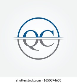 Vorlage für die Vektorillustration für die erste Monogramm-Letter-QC-Logo-Design. Logo-Design für QC-Buchstaben