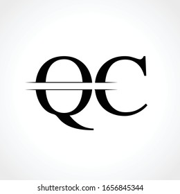 Initial Monogram Letter QC Logo Design Vector Template. Black Letter QC Letter Logo Design